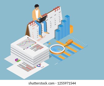 Isometric flat design.Concept business strategy,Digital marketing