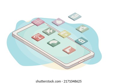 isometric flat game genre icon for mobile and web game application