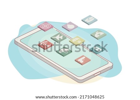 isometric flat game genre icon for mobile and web game application