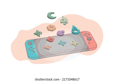 isometric flat game icon for mobile and web game application