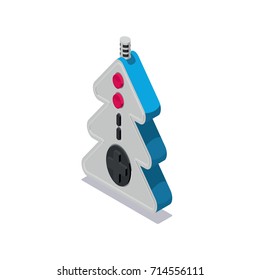 Isometric flat gamepad in shape of christmas tree
