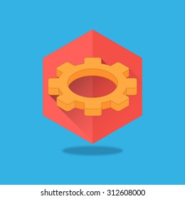 Isometric flat gear icon