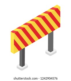 Isometric flat icon of barrier, barricade