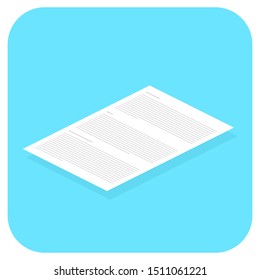 Isometric Flat Icon Paper Document Vector