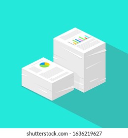 Isometric Flat Icon Paperwork Vector Illustration