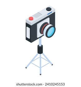 Isometric flat  Icon of Vlogging Equipment 


