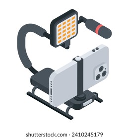 Icono plano isométrico del equipo Vlogging 

