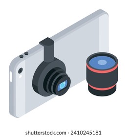 Isometric flat  Icon of Vlogging Equipment 

