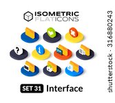 Isometric flat icons, 3D pictograms vector set 31 - Interface symbol collection