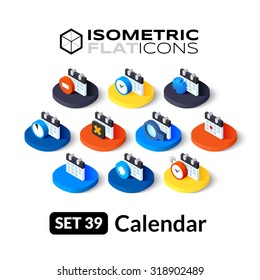 Isometric flat icons, 3D pictograms vector set 39 - Calendar symbol collection