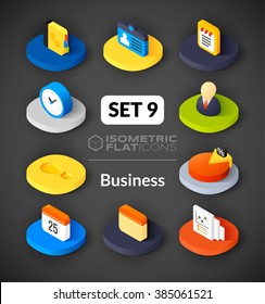 Isometric flat icons, 3D pictograms vector set 9 - Business symbol collection