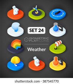 Isometric flat icons, 3D pictograms vector set 24 - Weather symbol collection