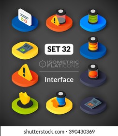 Isometric flat icons, 3D pictograms vector set 32 - Interface symbol collection