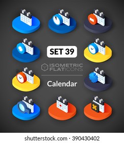 Isometric flat icons, 3D pictograms vector set 39 - Calendar symbol collection