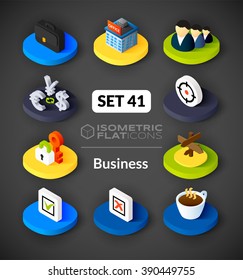 Isometric Flat Icons, 3D Pictograms Vector Set 41 - Business Symbol Collection