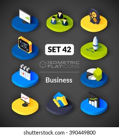 Isometric flat icons, 3D pictograms vector set 42 - Business symbol collection