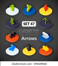 Isometric flat icons, 3D pictograms vector set 47 - Arrows symbol collection