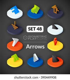 Isometric flat icons, 3D pictograms vector set 48 - Arrows symbol collection