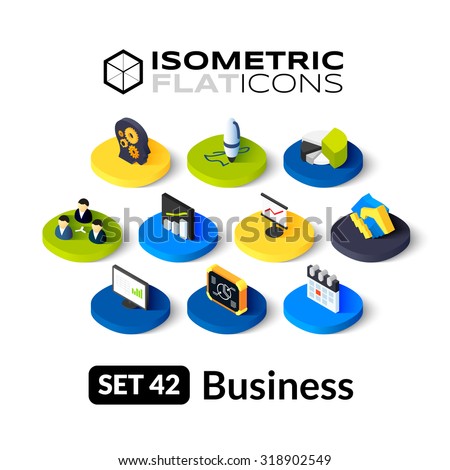 Isometric flat icons, 3D pictograms vector set 42 - Business symbol collection