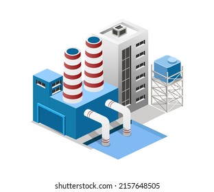Concepto de ilustración plana isométrica. oficina de fábrica