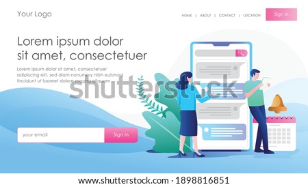 Isometric flat illustration concept. get message notifications