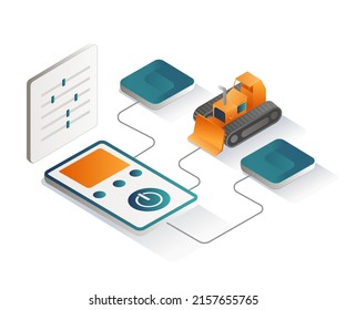 Isometric Flat Illustration Concept. Remote Operation Center