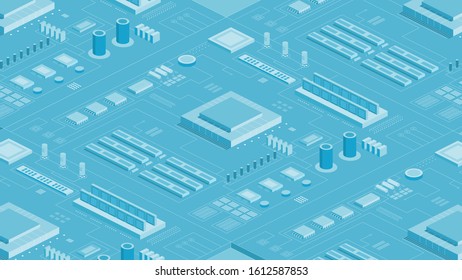 Isometric flat illustration of electric board