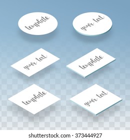 Isometric flat and realistic card template for design presentations. Corporate identity for branding design. Isolated with transparent shadow