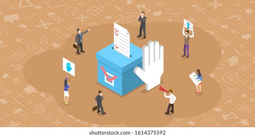 Isometric Flat Vector Concept of Democratic Election Poll, Social Justice and Voting Rights, Referendum Campaign.