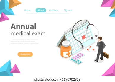 Isometric Flat Vector Concept Of Regual Medical Checkup, Health Exam, Medical Services.