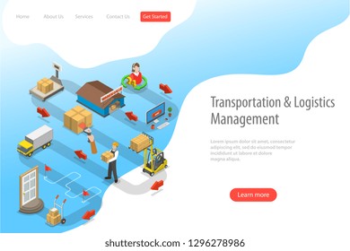 Isometric flat vector landing page template of express delivery service, courier service, goods shipping, online ordering.