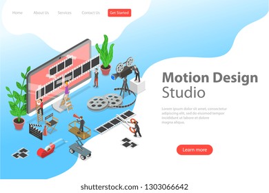 Isometrische flache Vektorlandung-Vorlage für Motion Design Studio, Video-Editor App, Video-Online-erstellen.