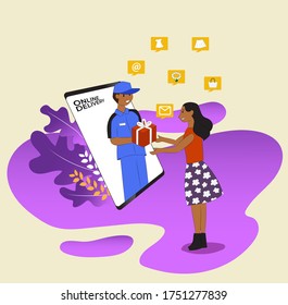Isometric flat vector landing page template of express delivery service, courier service, goods shipping. Free delivery, online buy, ecommerce shop logistic illustration.
