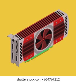 Isometric flat vector of Video Graphics Cards. GPU. Graphic video cards.