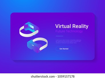 Isometric flat VR helmet Virtual Reality glasses vector illustration concept.