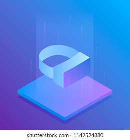 Isometric flat VR helmet Virtual Reality. platform of the visual reality. Modern vector illustration concept.