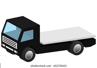 Isometric flatbed recovery vehicle icon 3D isolated on white background. Vector EPS10