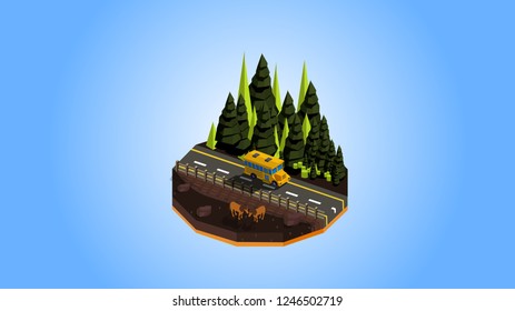 isometric floating farm