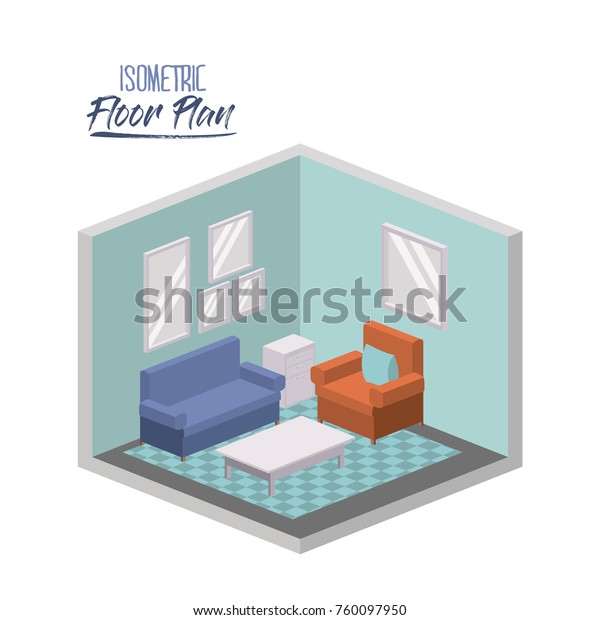 Isometric Floor Plan Living Room Interior Stock Vector Royalty