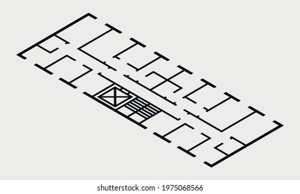 Isometric floor plan simple flat vector icon isolated on white background.