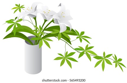 Isometric flowers in vase 