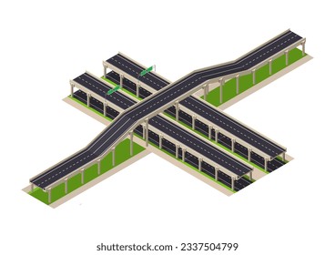 isometric flyover highway. multilevel road illustration