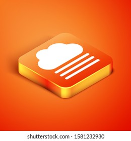 Isometric Fog and cloud icon isolated on orange background.  Vector Illustration