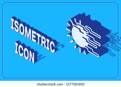 Isometric Fog and sun icon isolated on blue background.  Vector Illustration