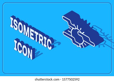 Isometric Fog and sun icon isolated on blue background.  Vector Illustration