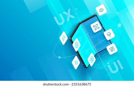 Isometric foldable smartphone. Toolkit UI UX scene generator. 