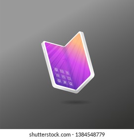 Isometric foldable smartphone vector illustration background template.