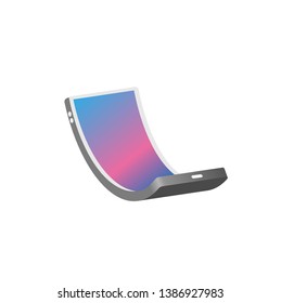 Isometric foldable smartphone vector illustration background template.