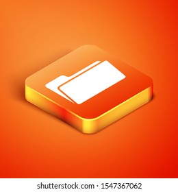 Isometric Folder icon isolated on orange background.  Vector Illustration