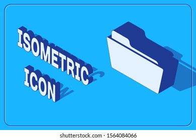 Isometric Folder icon isolated on blue background.  Vector Illustration